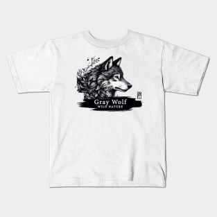 Gray Wolf - WILD NATURE - WOLF -8 Kids T-Shirt